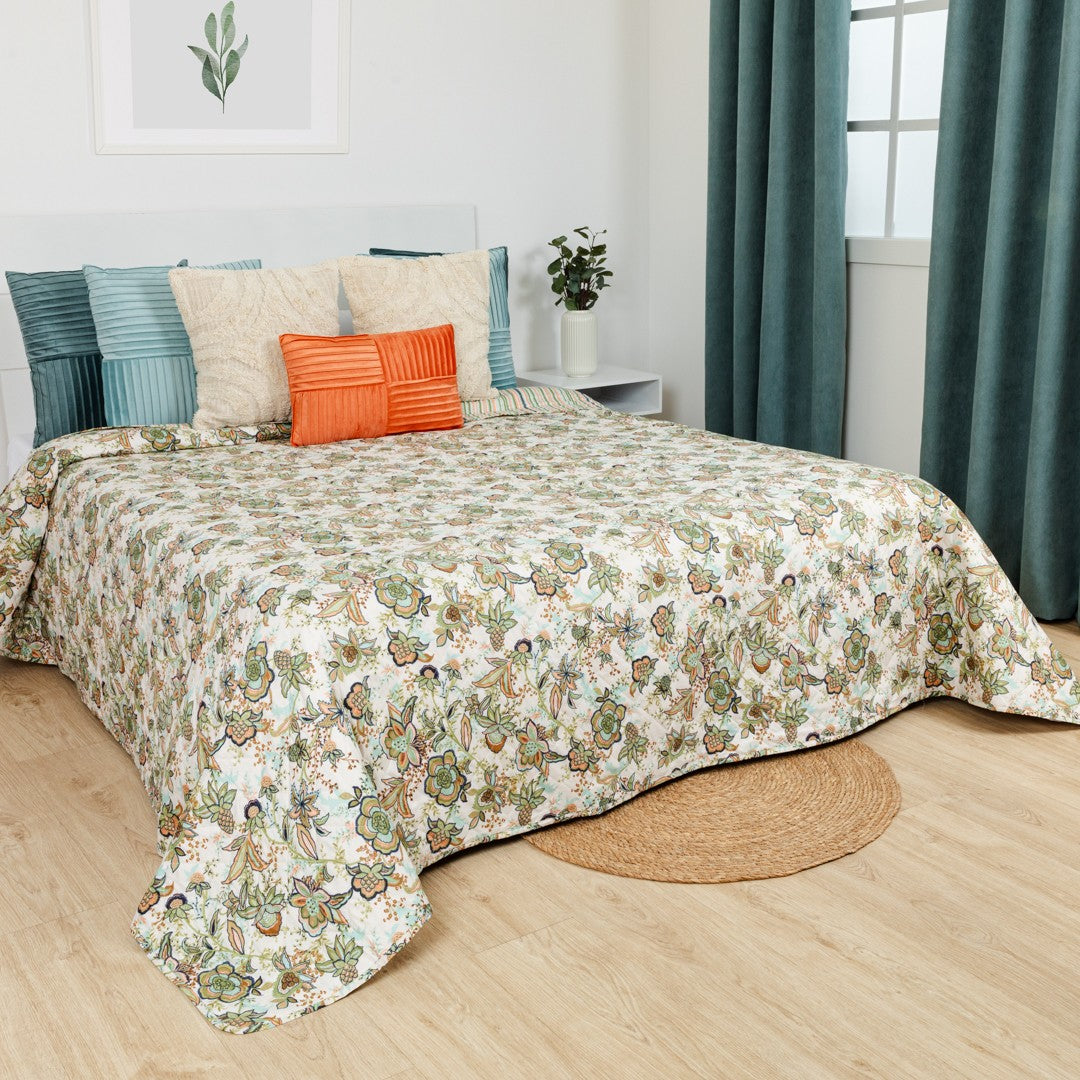 Colcha bouti Estefania verde caceria