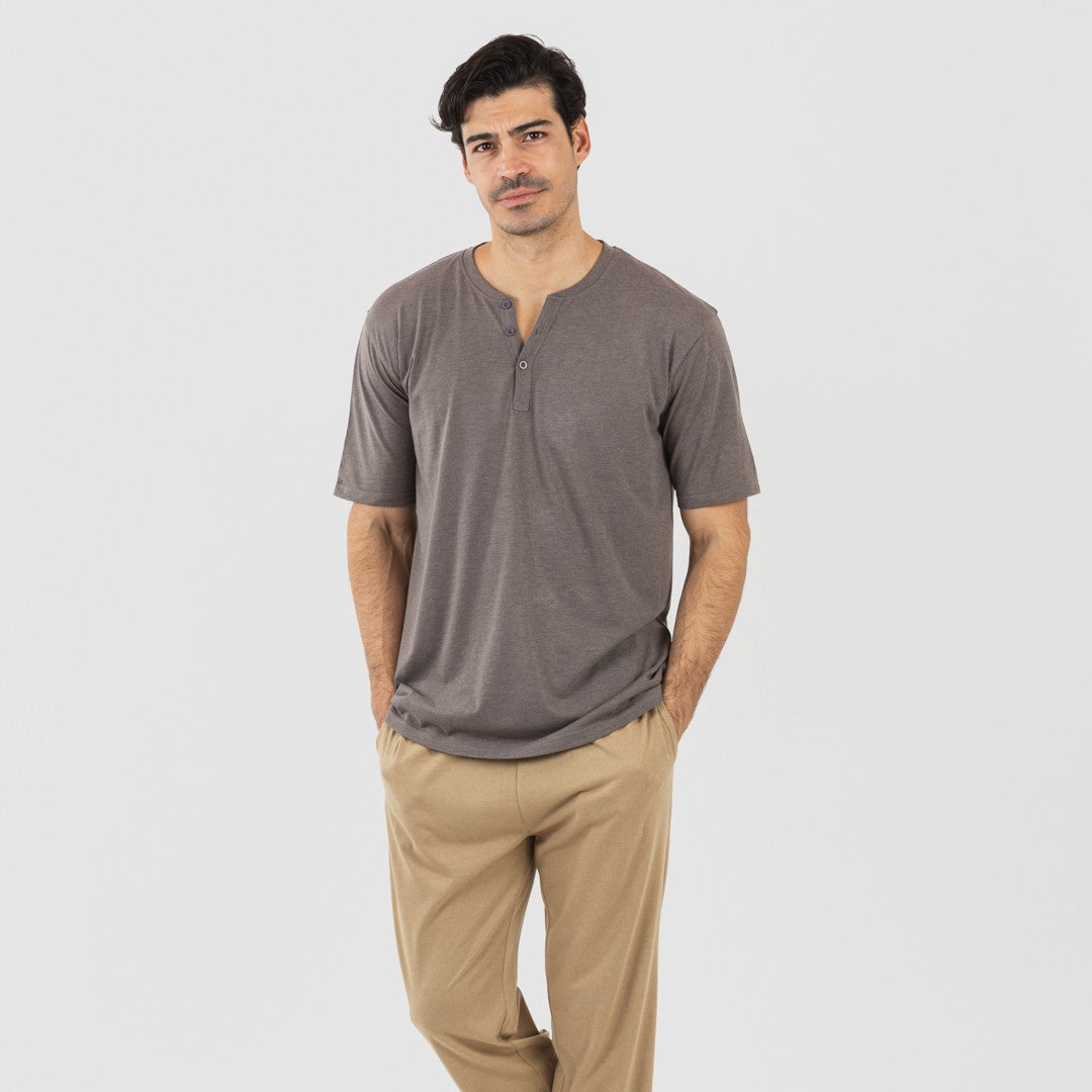 Pigiama lungo/corto da uomo con bottoni semplici