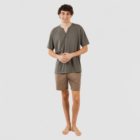 Pigiama corto da uomo con bottoni semplici