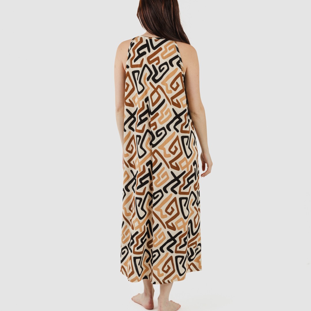 ABITO LUNGO CON SPALLINE IN CREPE DOMEKA TAGLIA UNICA