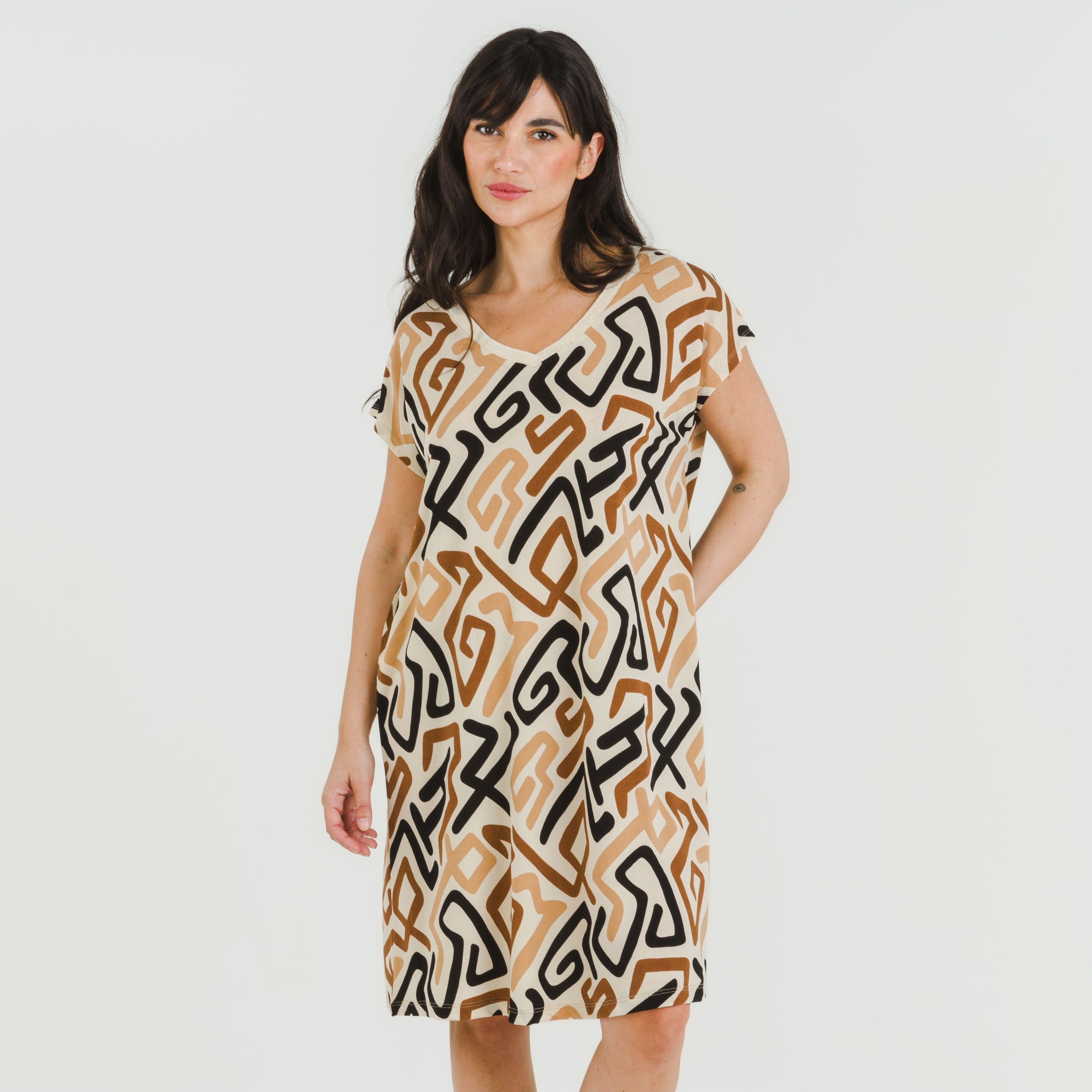 ABITO CORTO FLUO IN CREPE DOMEKA