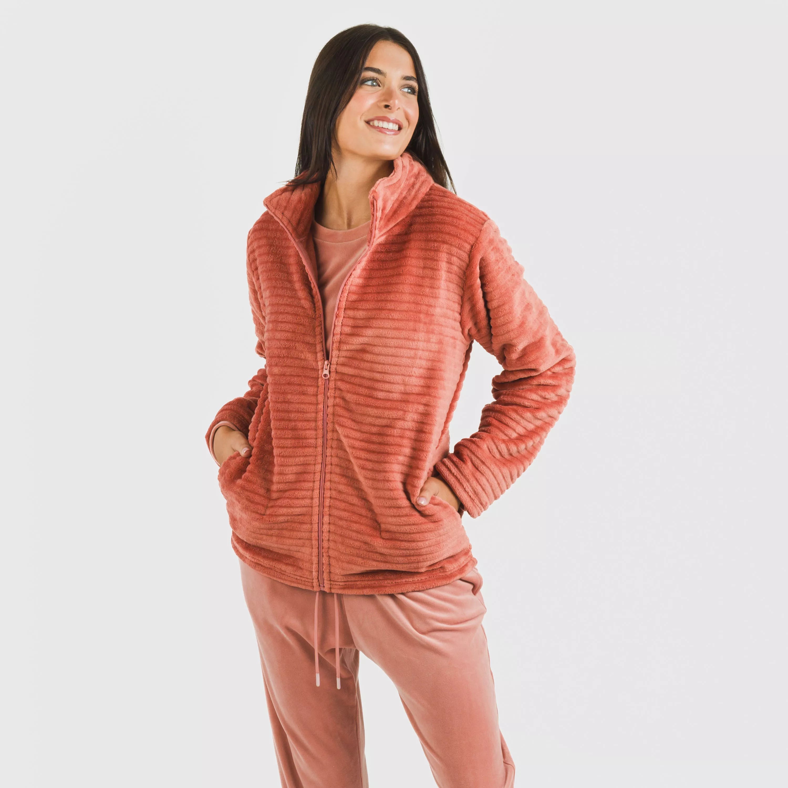 FELPA IN VELLUTO A RIGHE SEMPLICI DA DONNA