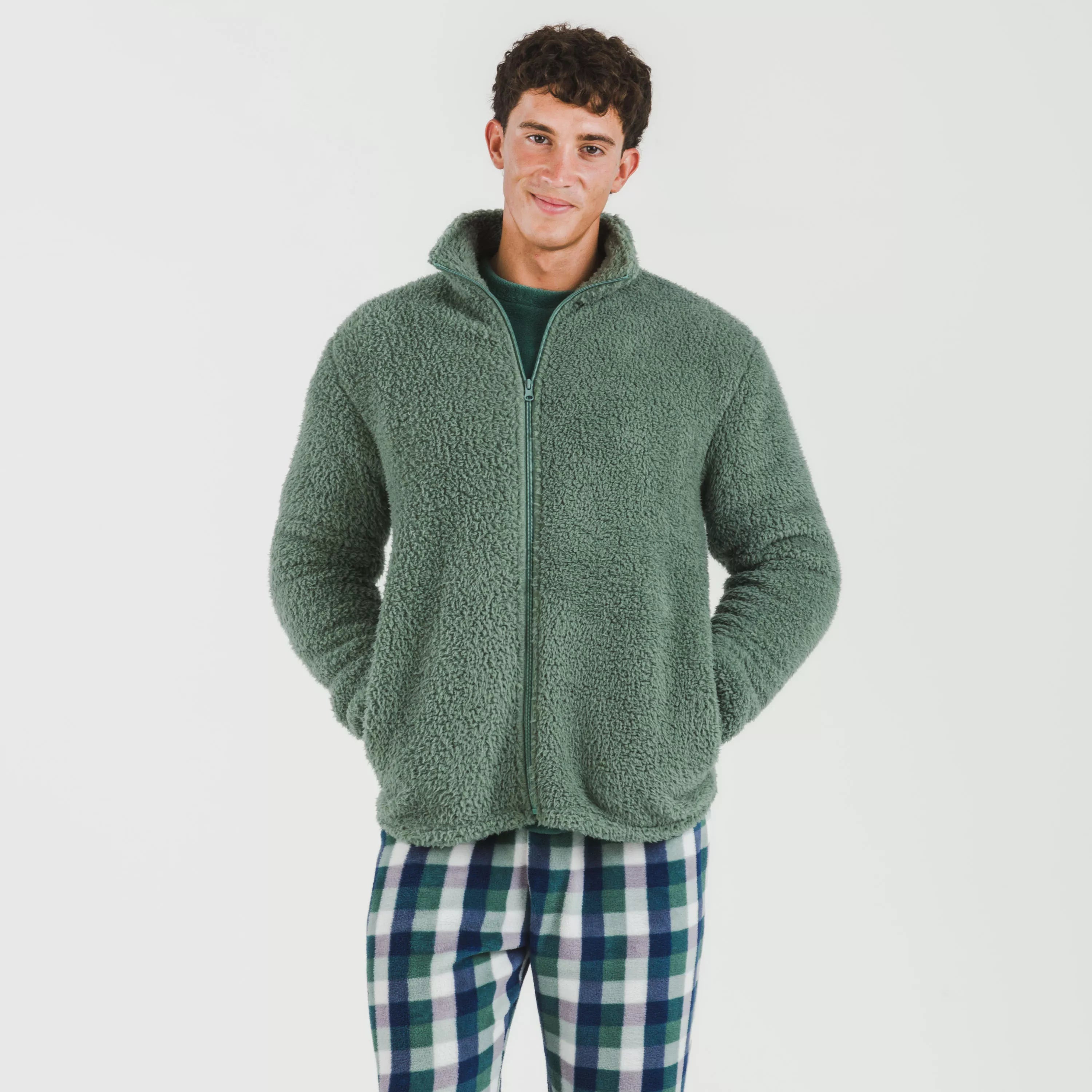 Felpa Sherpa tinta unita da uomo