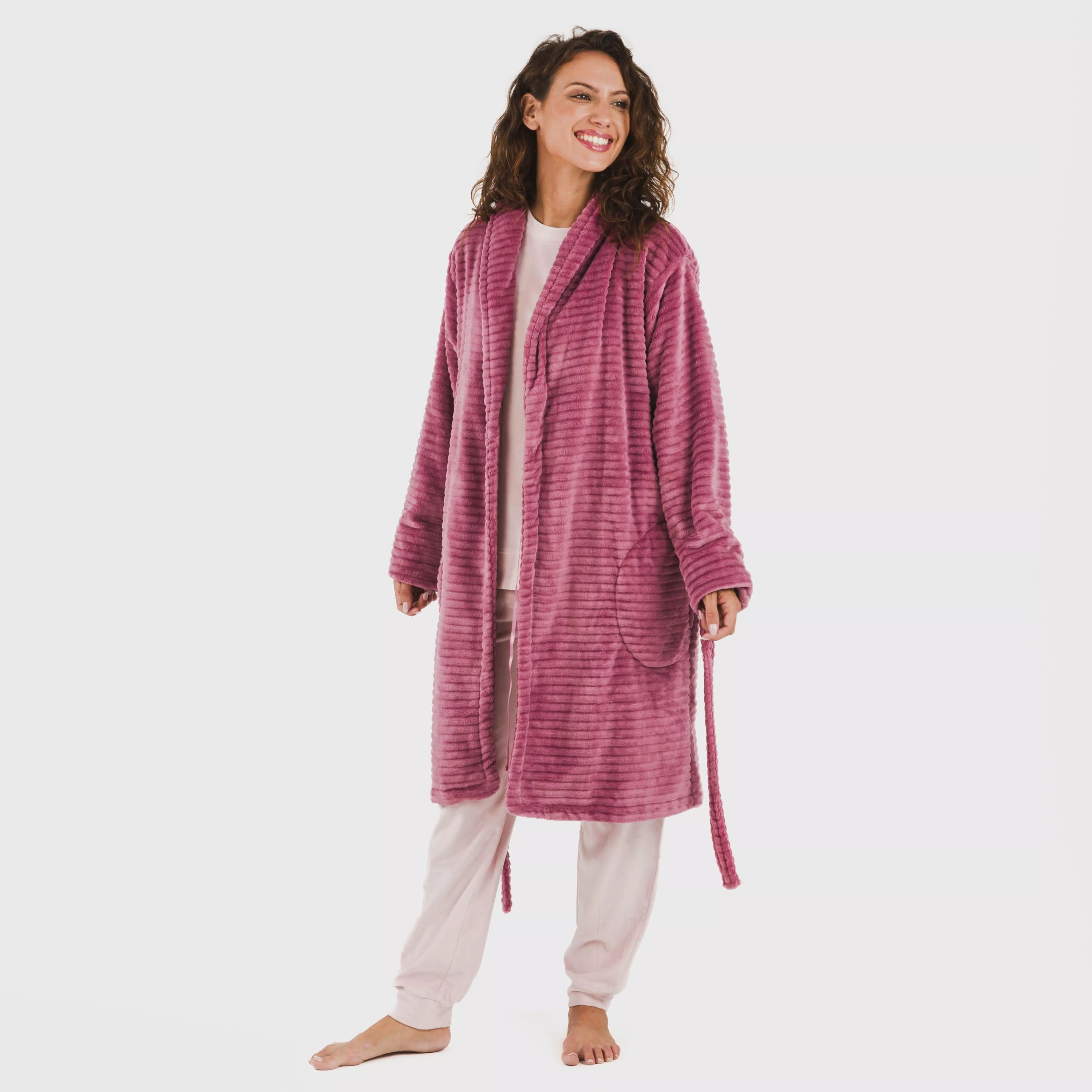 VESTAGLIA DA DONNA IN VELLUTO A RIGHE SEMPLICI