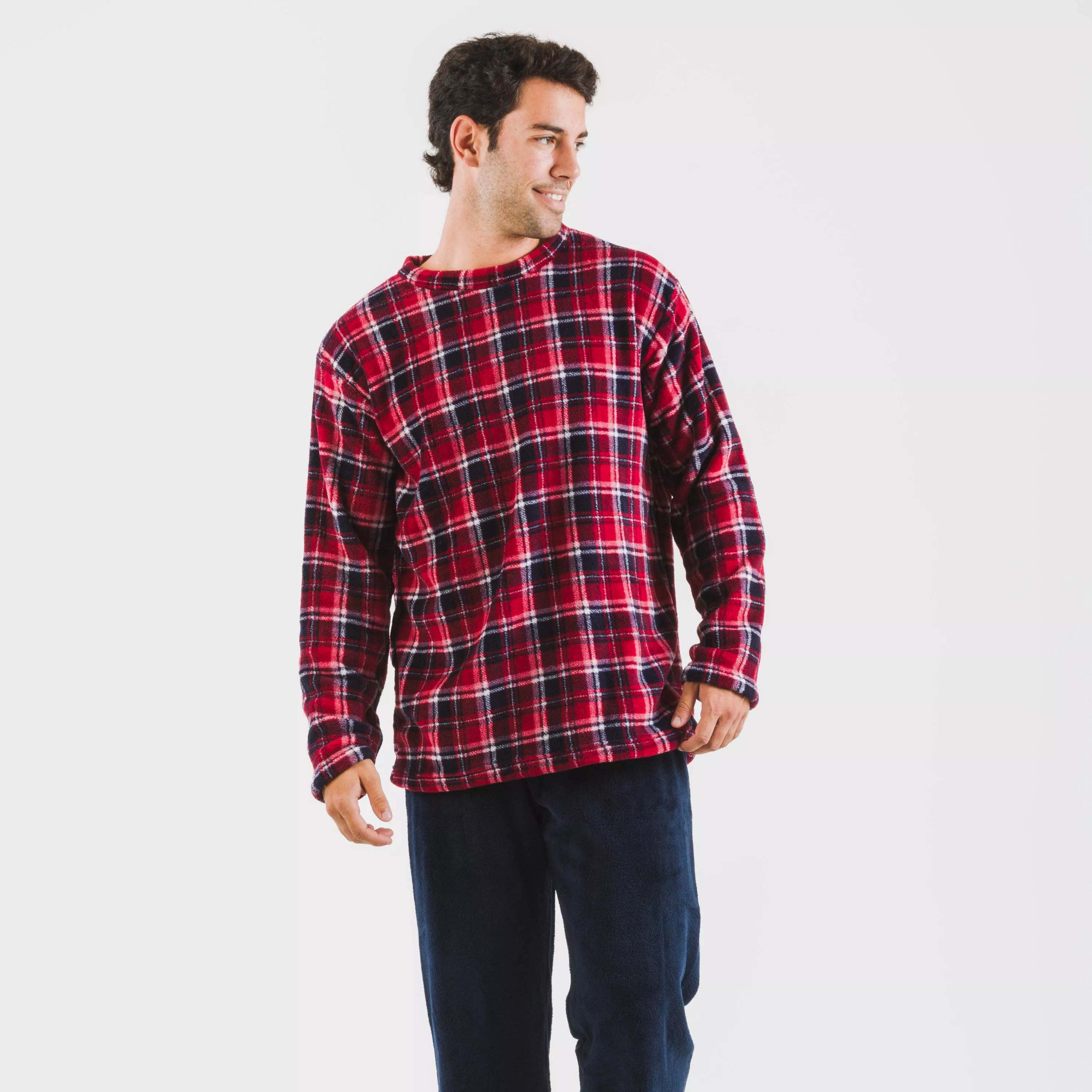 Pigiama da uomo corallo con motivo a quadri Cocoro