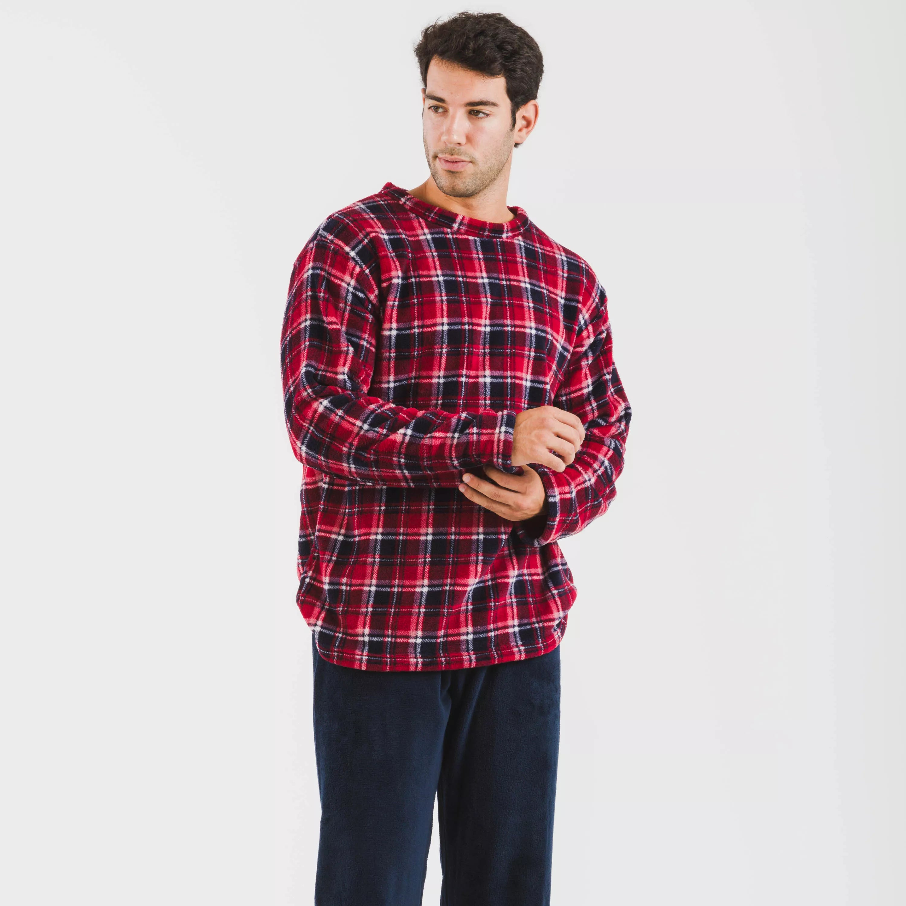 Pigiama da uomo corallo con motivo a quadri Cocoro