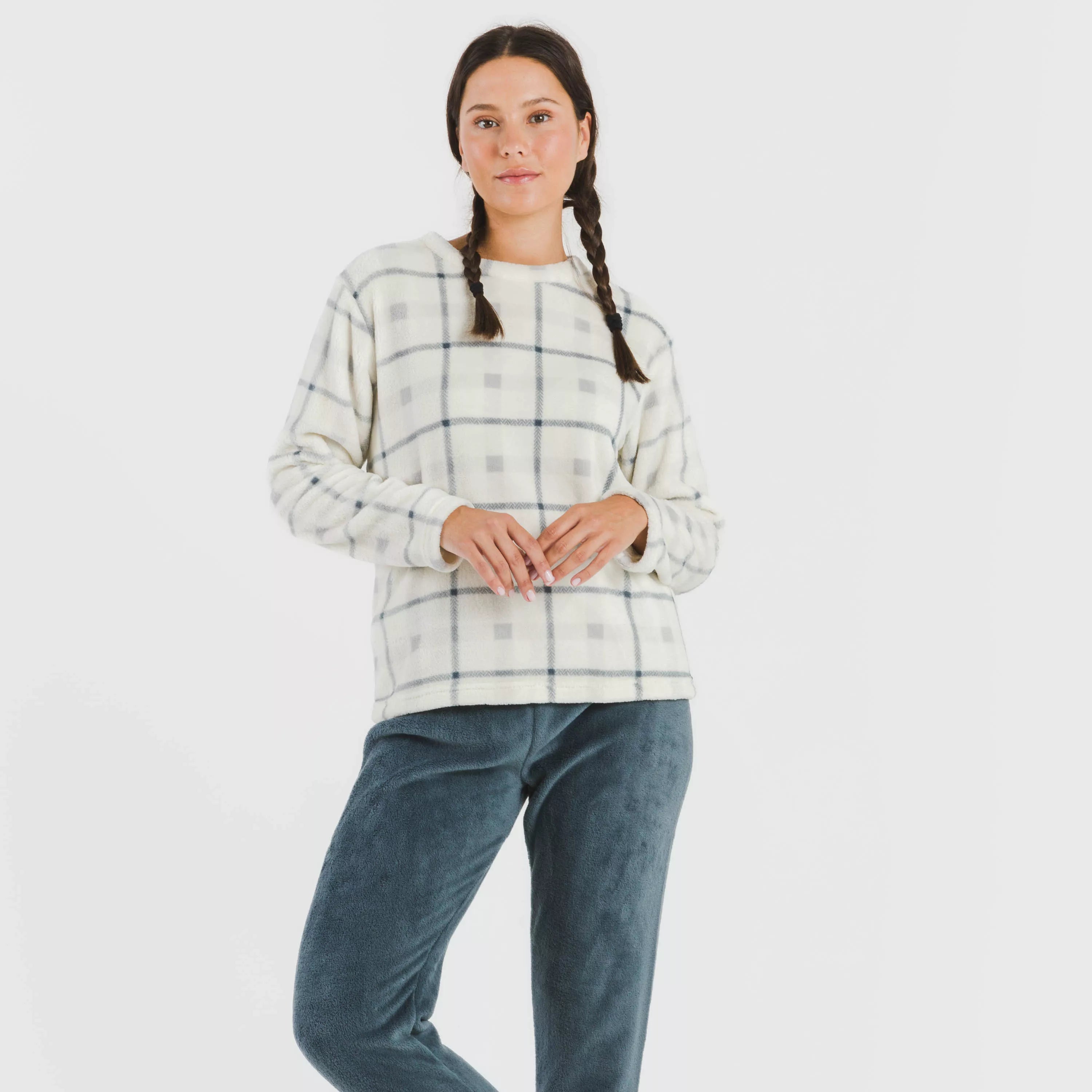 Pigiama da donna color corallo con motivo Dua Check