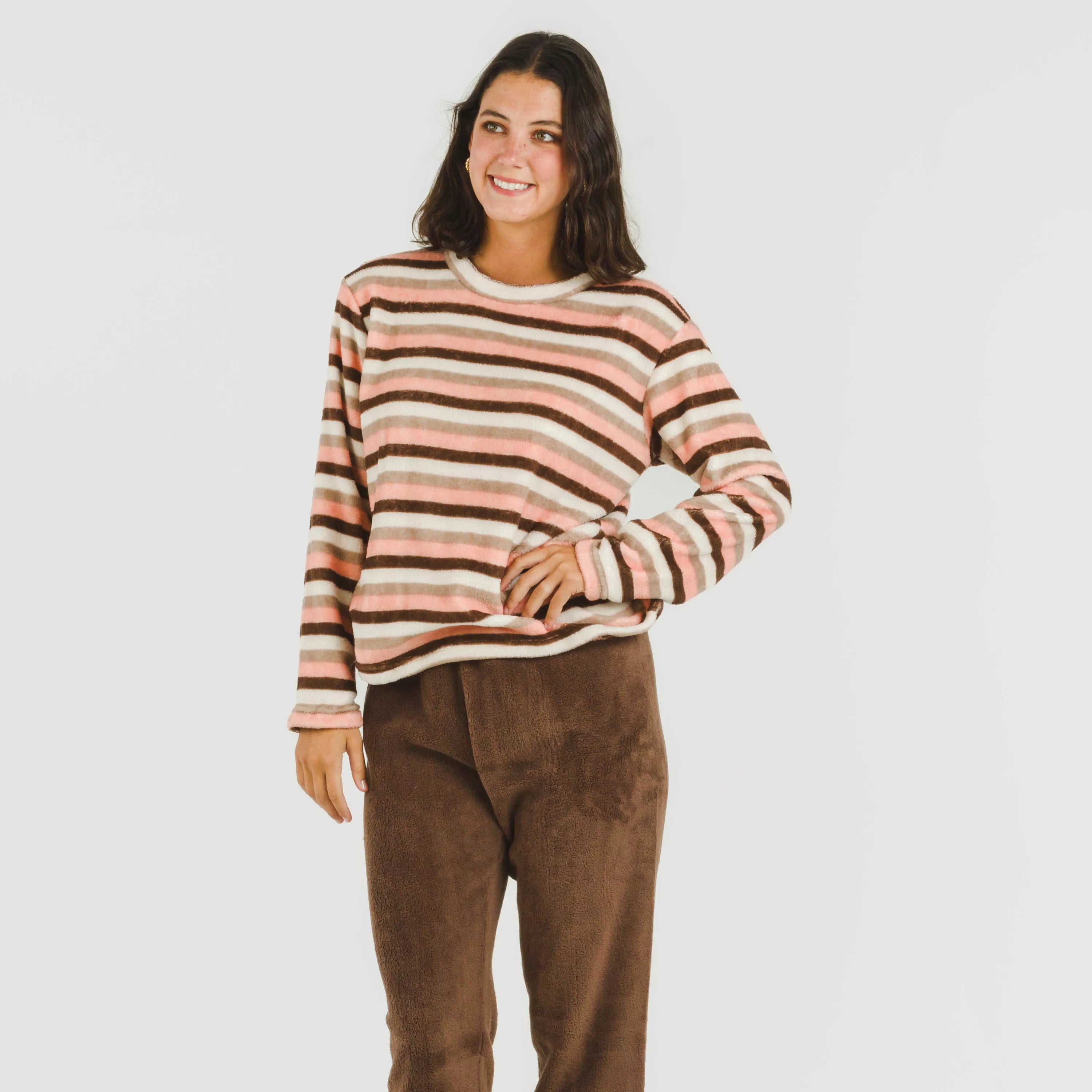 PIGIAMA NORMA A RIGHE CORALLO DA DONNA