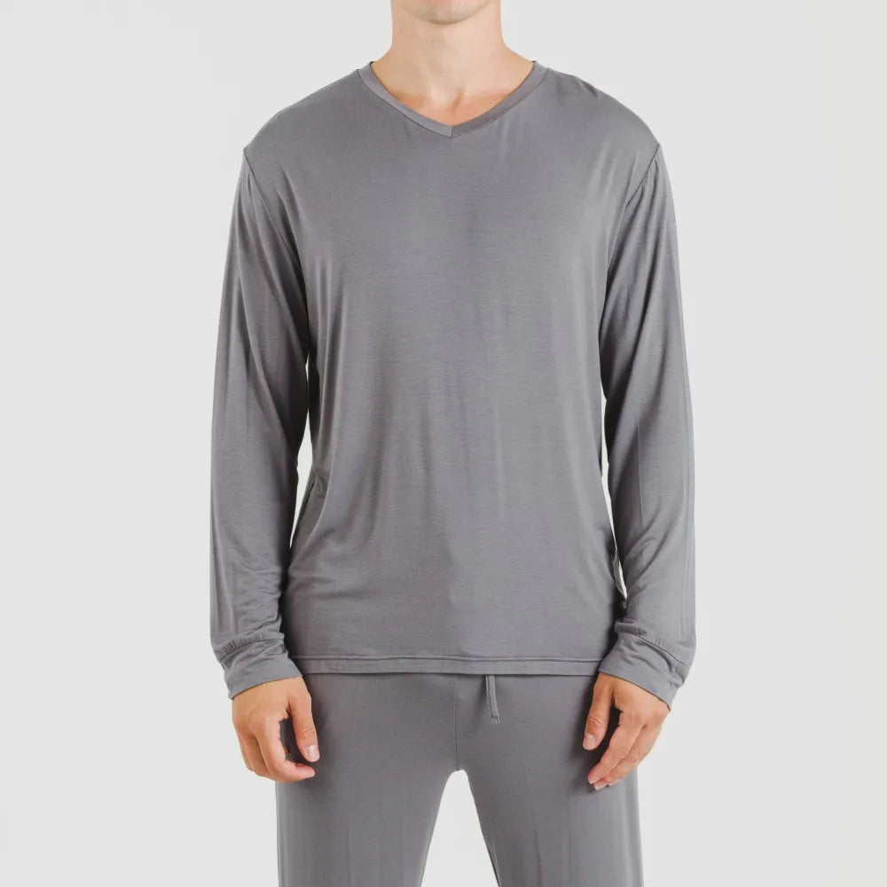 Pigiama lungo da uomo in viscosa semplice