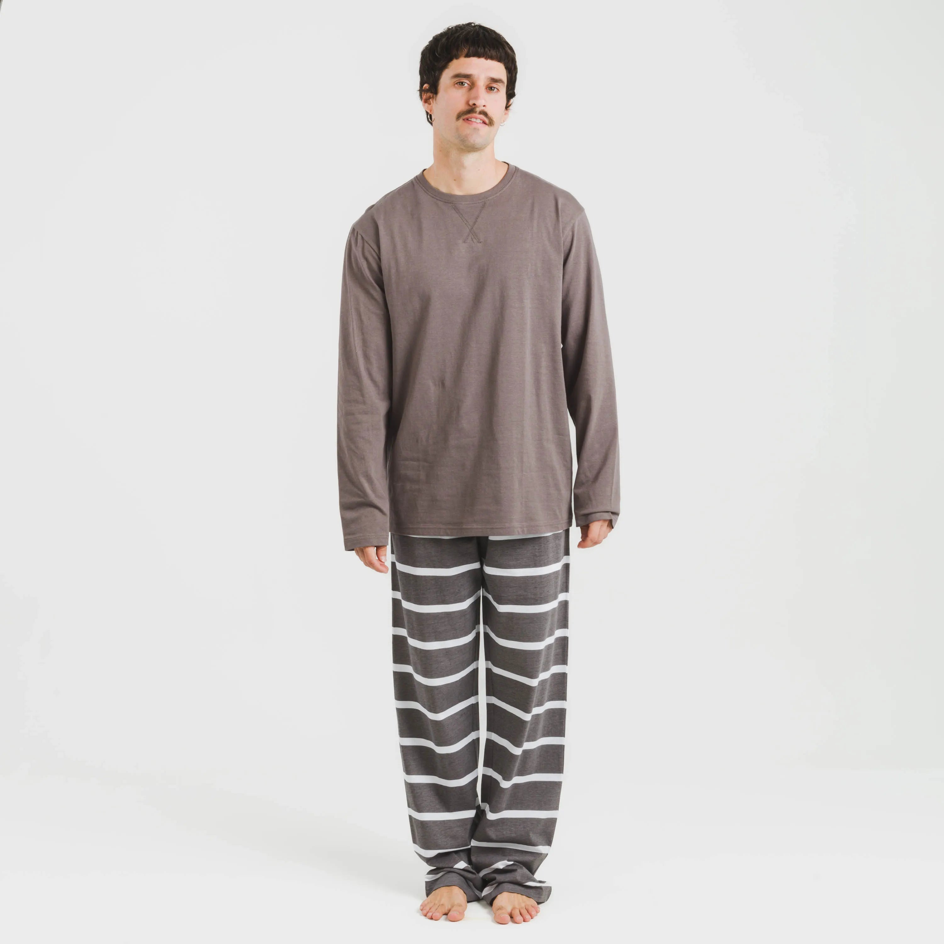 Pigiama lungo da uomo Alg Stripe Night New