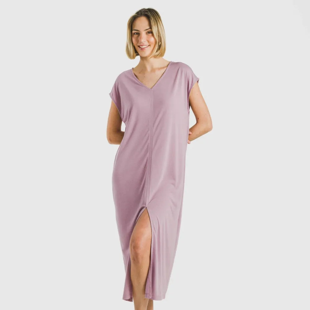 ABITO LUNGO M/VISCOSA FLUIDA TINTA UNITA