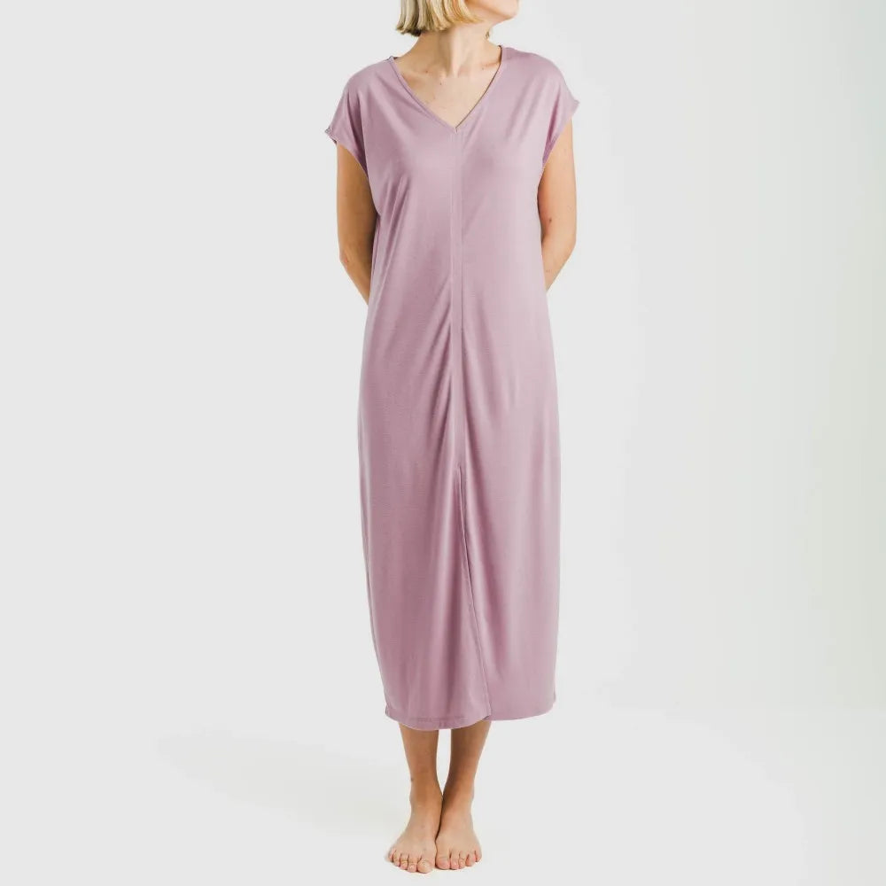 ABITO LUNGO M/VISCOSA FLUIDA TINTA UNITA