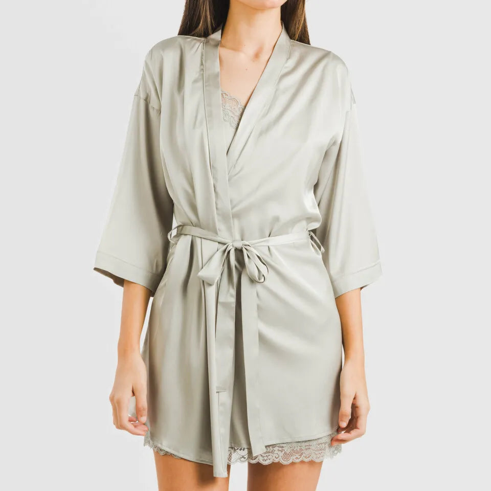 Vestaglia corta in raso da donna Friday Solid