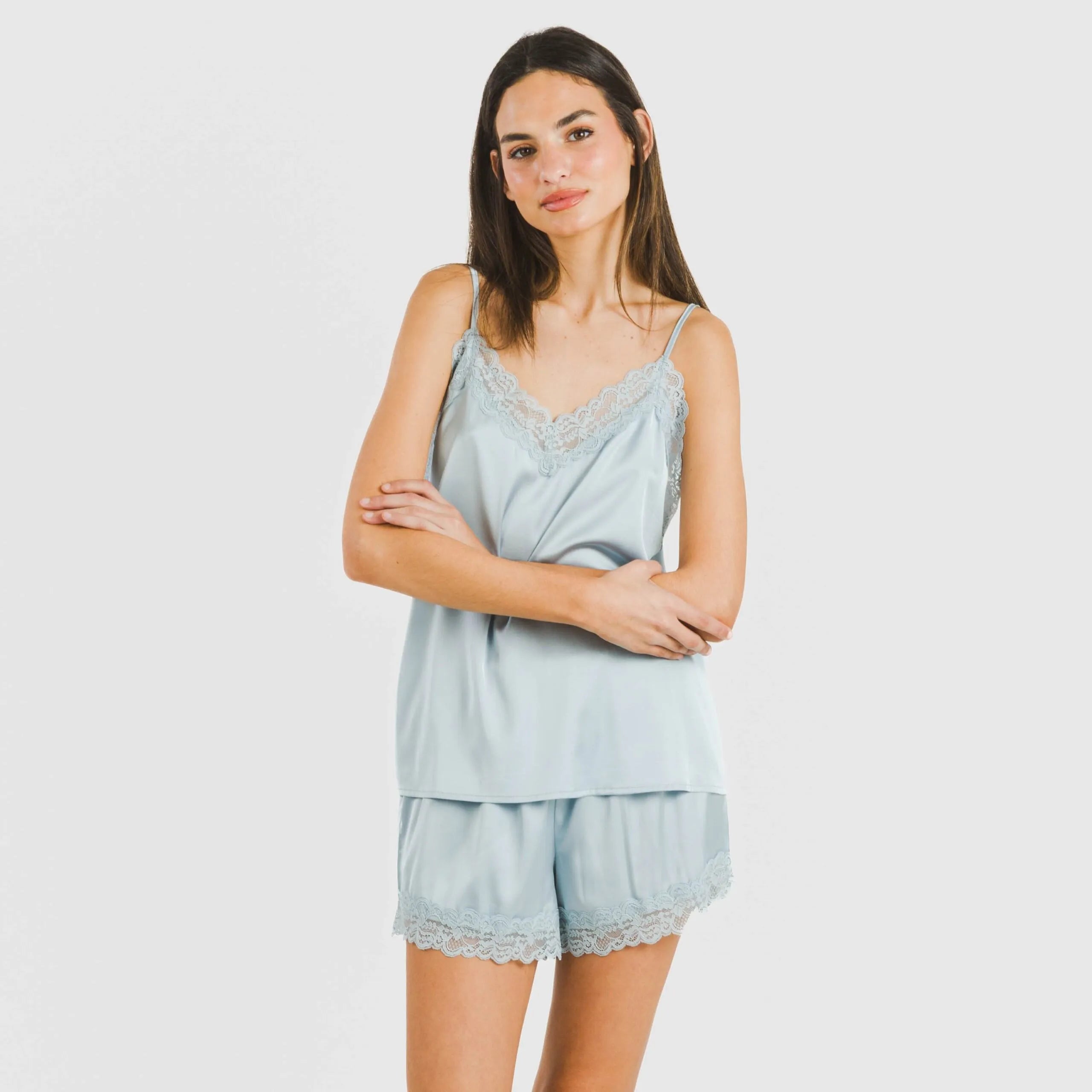 Pigiama da donna con spalline in raso Friday Solid