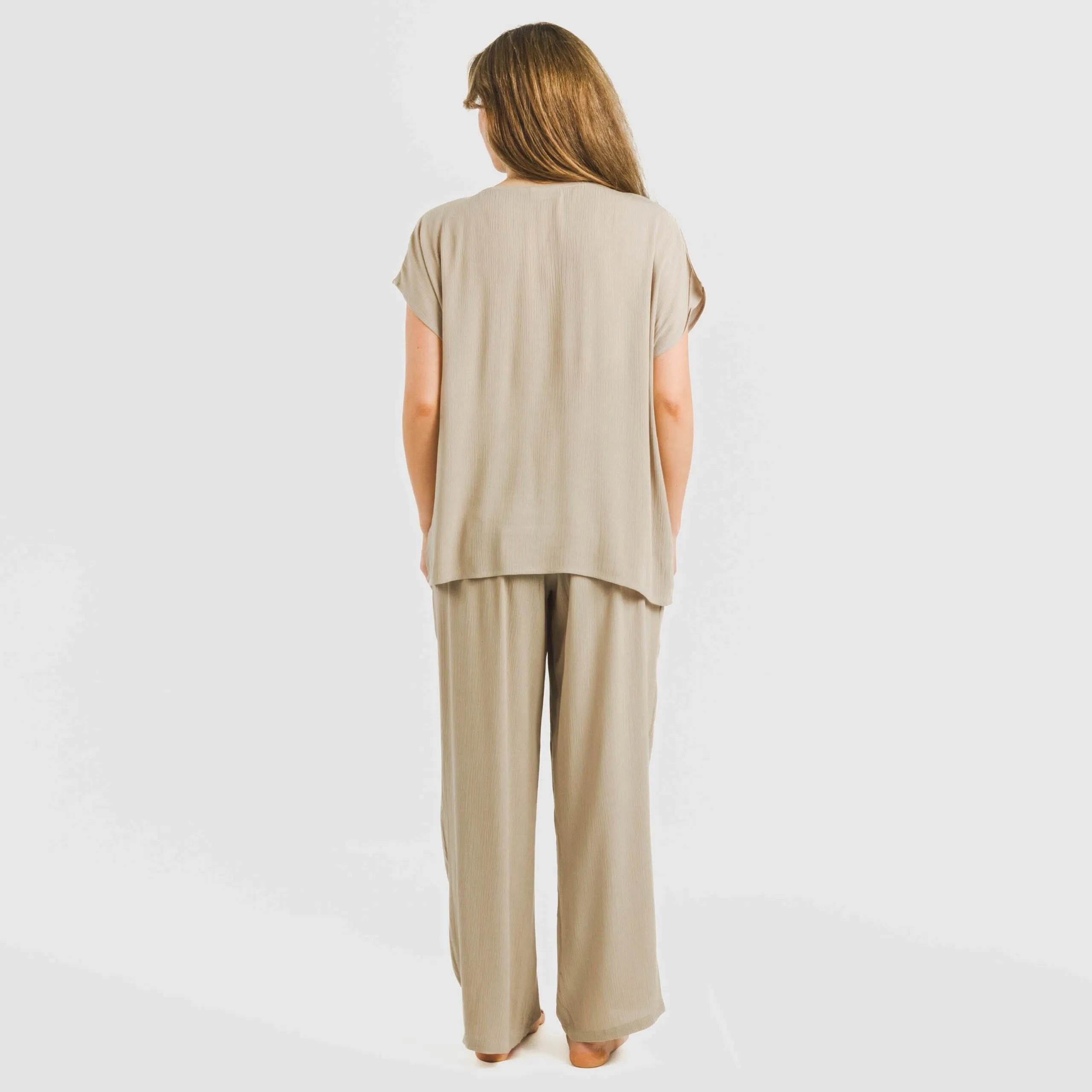 PANTALONI LUNGHI IN VISCOSA TINTA UNITA DA DONNA BAMULA