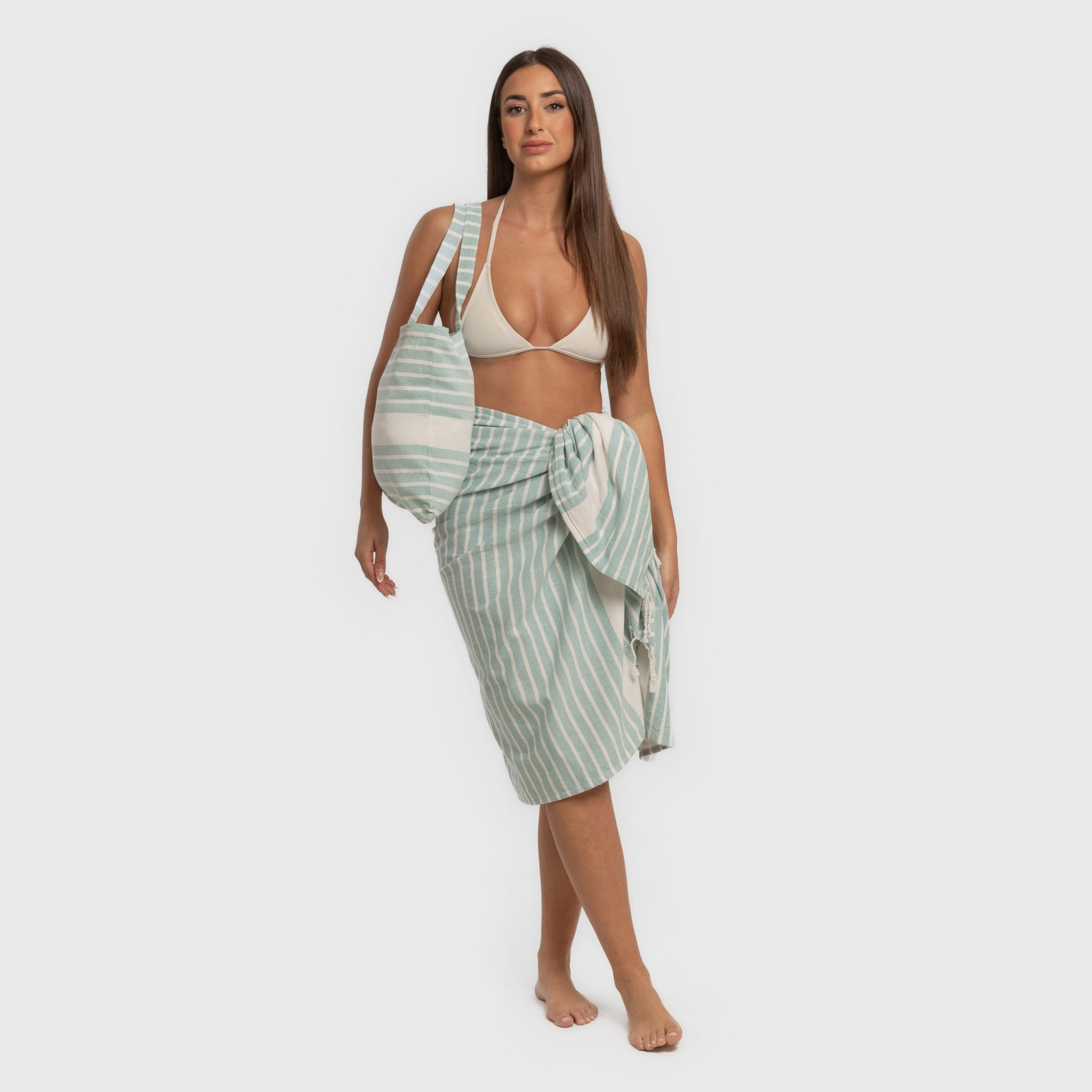 PACK PAREO ASCIUGAMANO + BORSA A RIGHE ALG