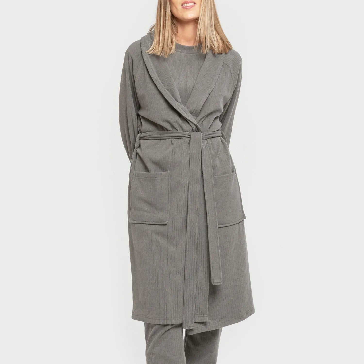 VESTAGLIA CANALE A RIGHE LARGHE IN TINTA UNITA