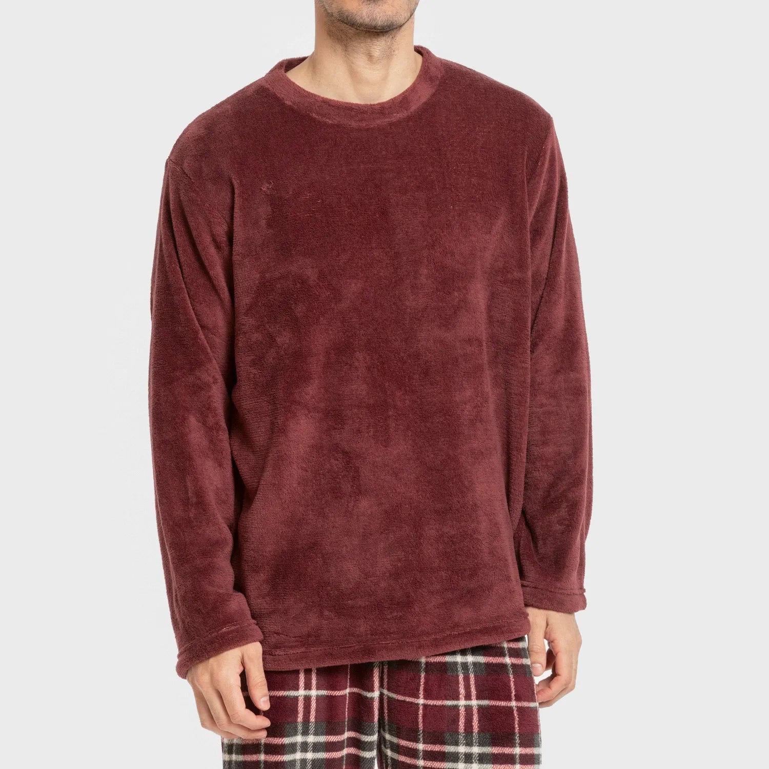 Pigiama da uomo color corallo con motivo a scacchi Sauron