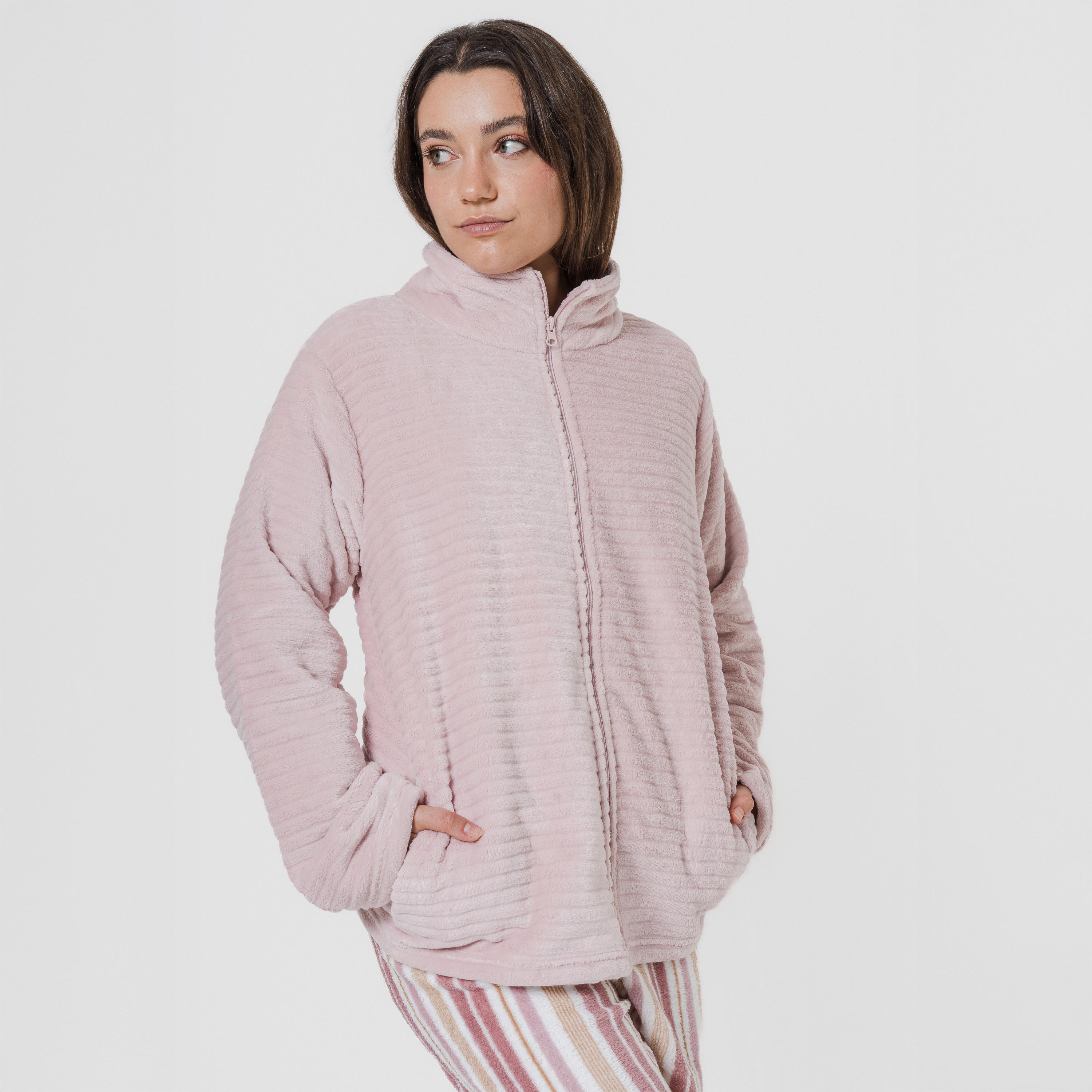 FELPA IN VELLUTO A RIGHE SEMPLICI DA DONNA