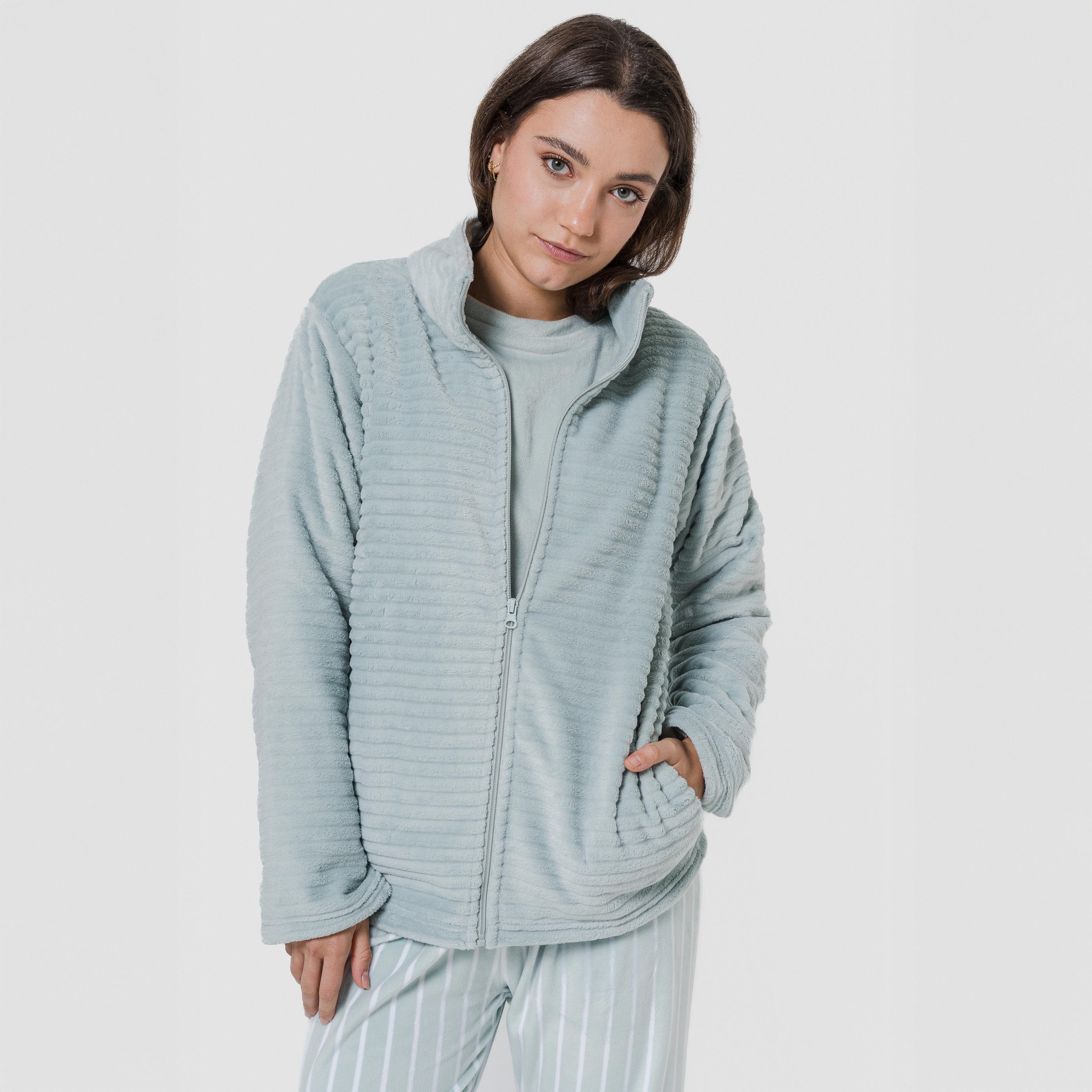 FELPA IN VELLUTO A RIGHE SEMPLICI DA DONNA