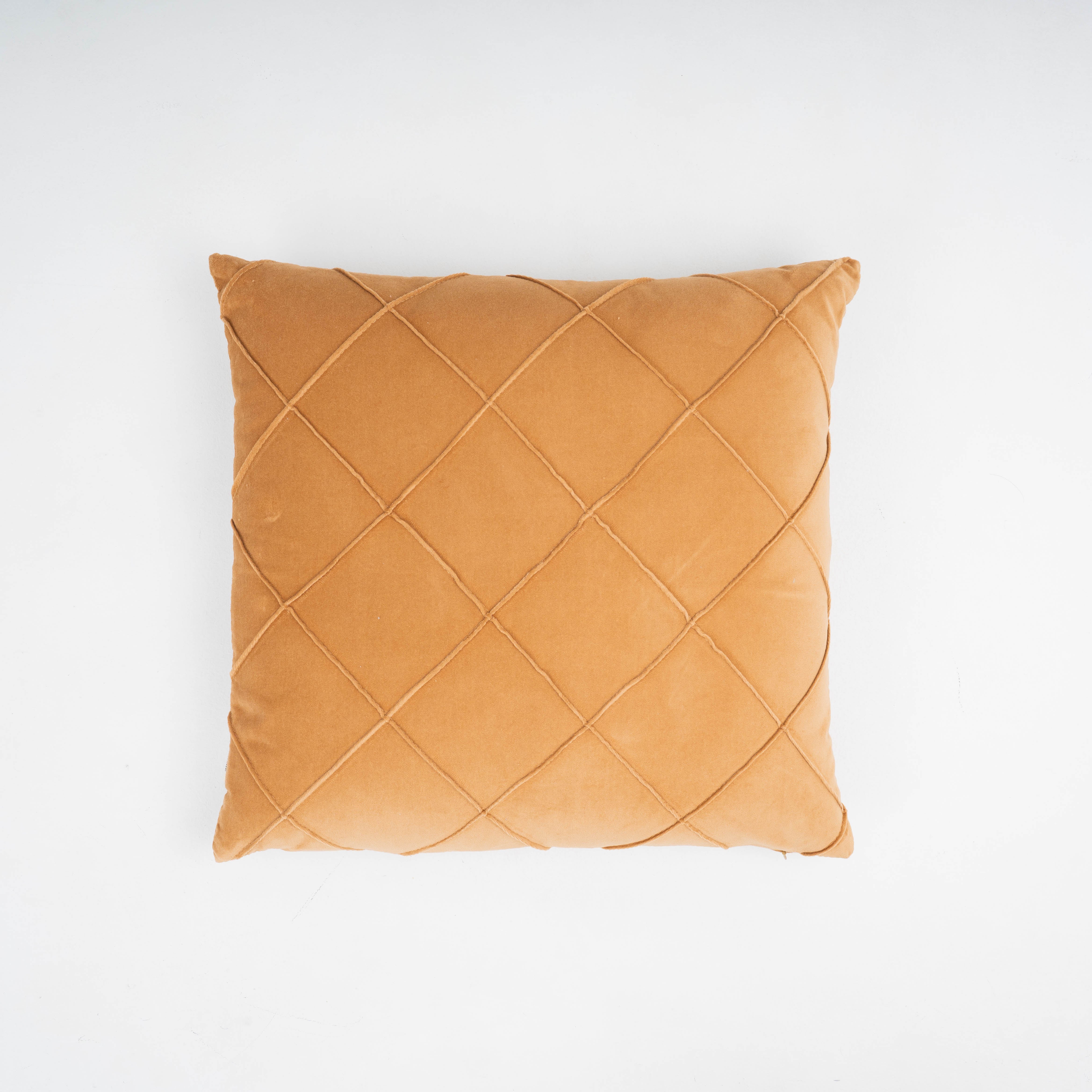 Cojín rectangular 30x50 terciopelo algodón Rombo ocre - funda + relleno