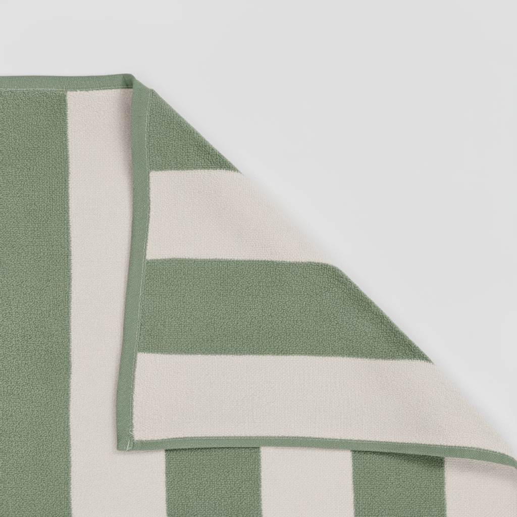 Toalla Playa Algodón 400gr Raya Verde Seco