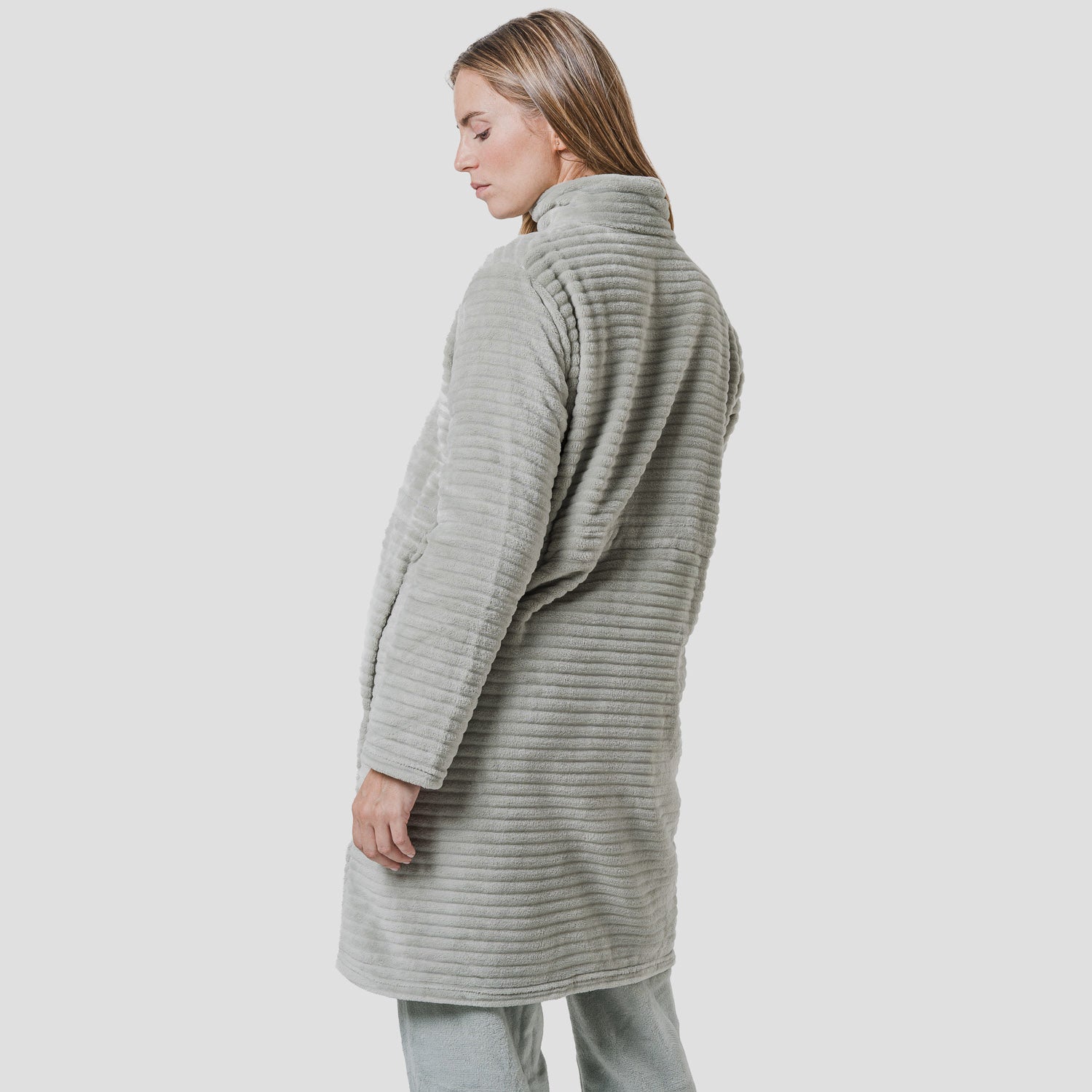 Bata terciopelo raya cremallera Verde Seco