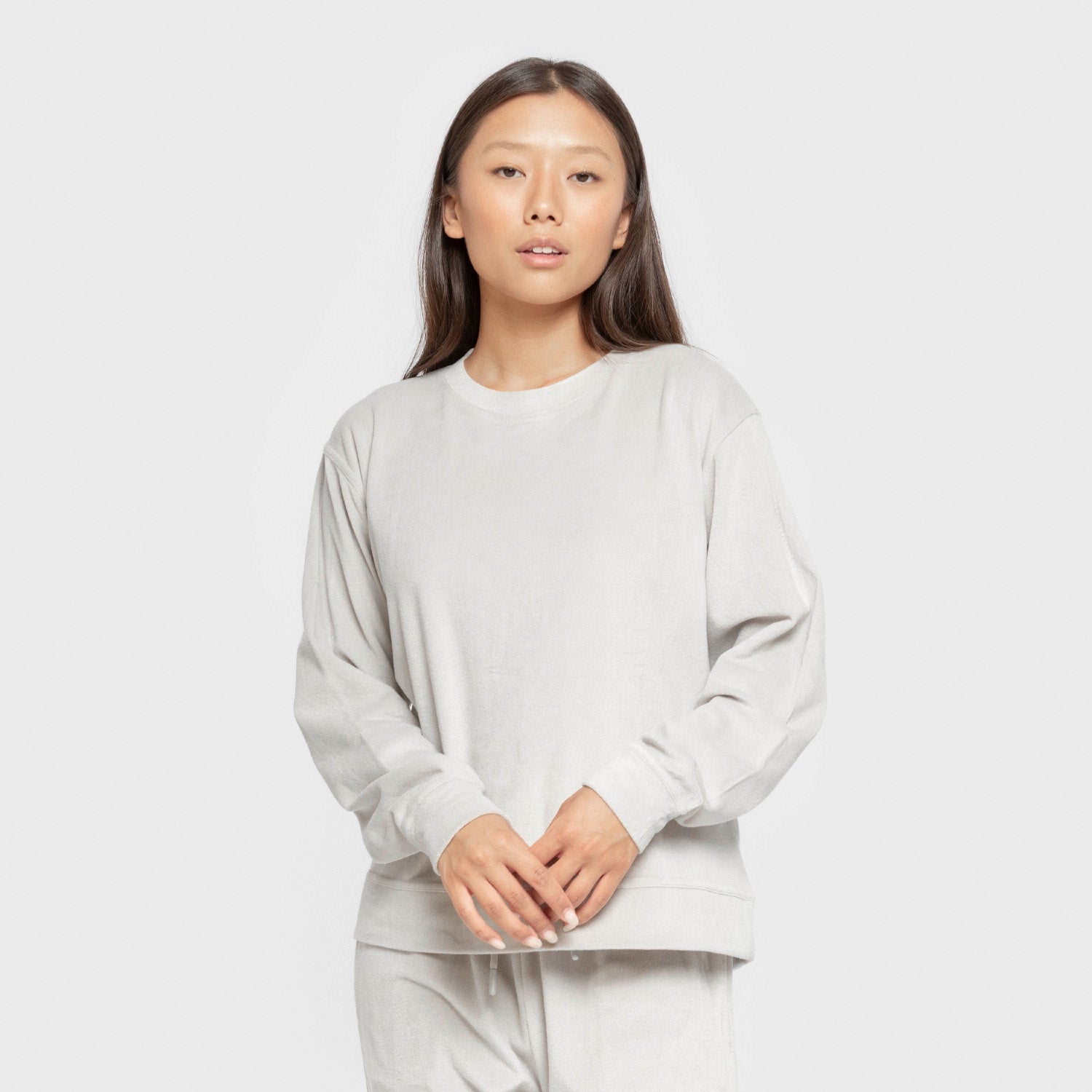 Pijama terciopelo super soft liso Gris Perla