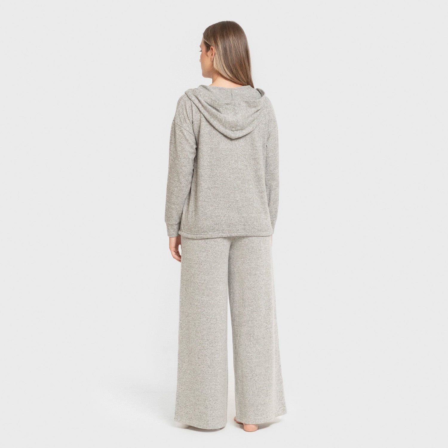 Sudadera capucha new punto extra suave mujer gris