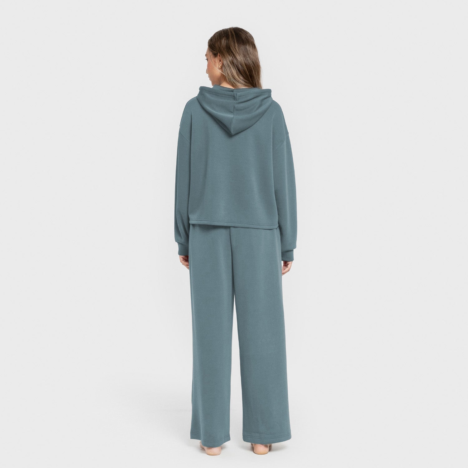 Sudadera capucha estilo modal mujer azul agua