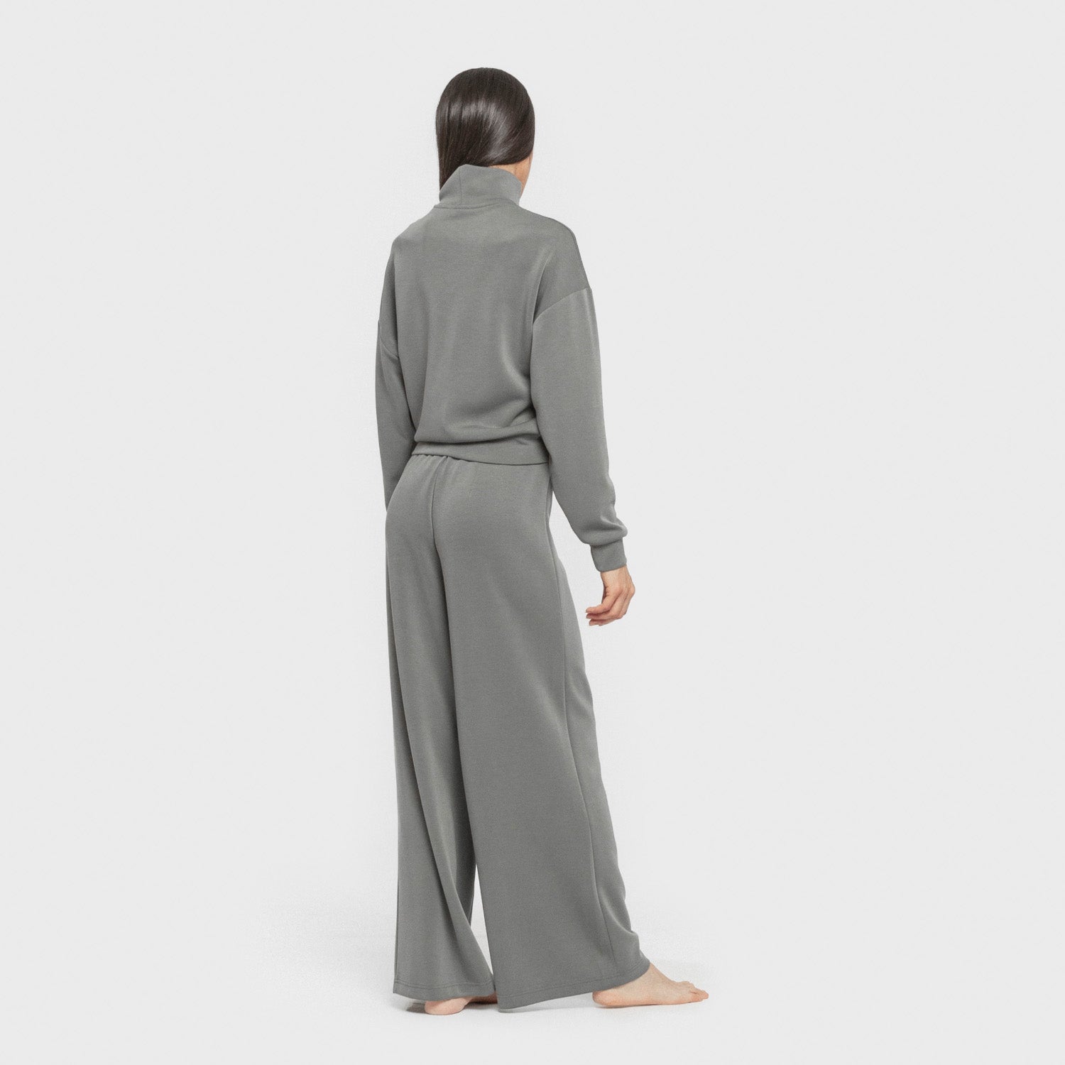 Sudadera cuello subido estilo modal mujer azul agua