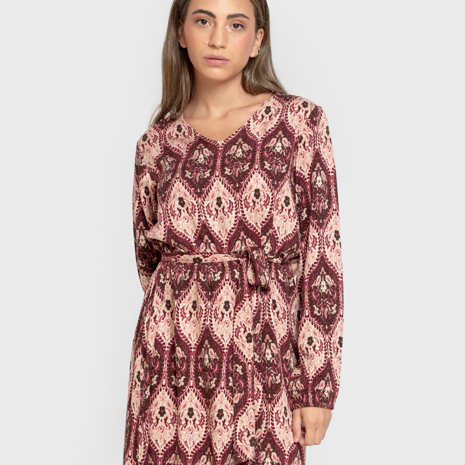 Vestido midi manga larga pico viscosa Ceramide