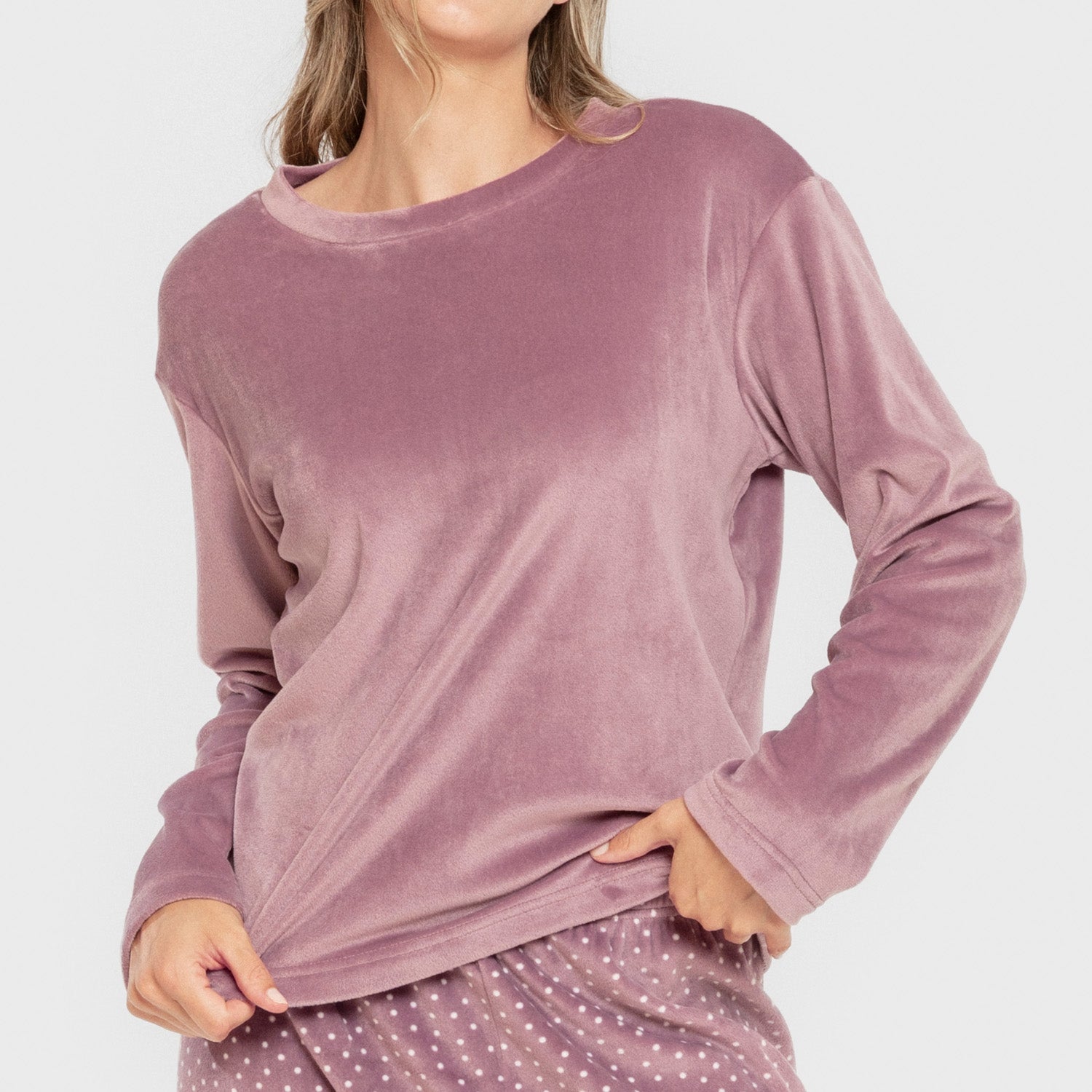 Pijama terciopelo super soft mujer Lolenda berenjena