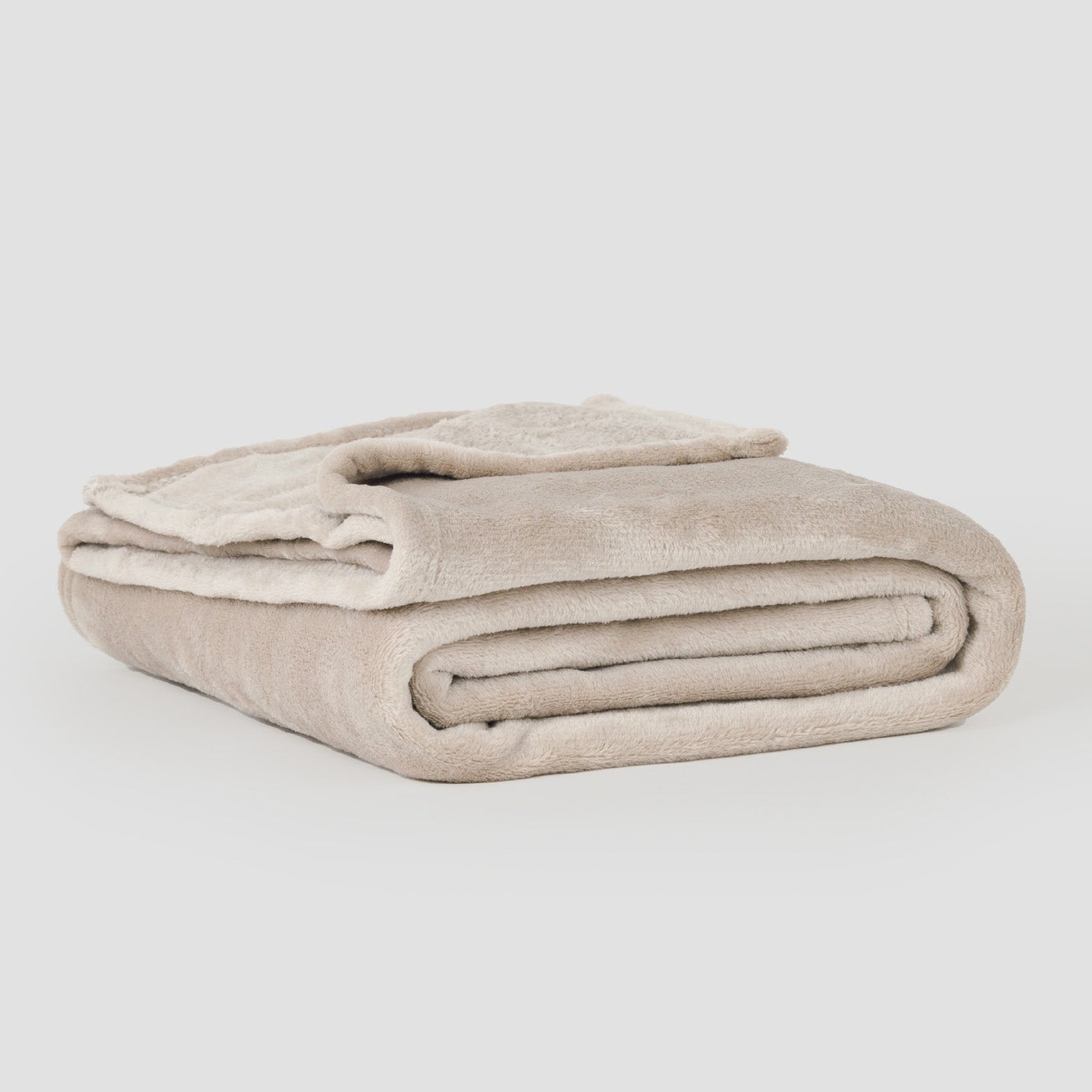 Manta terciopelo lisa beige/arena