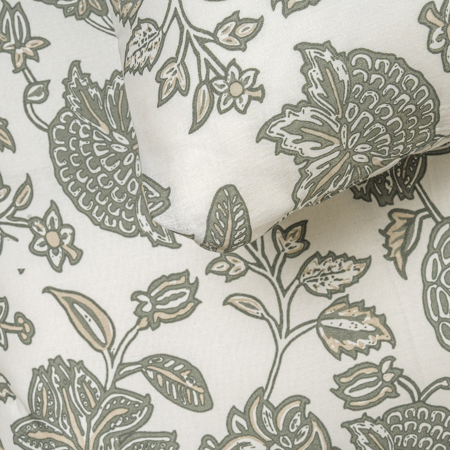 Capa de edredão de algodão Enelia verde seco - taupe - PR