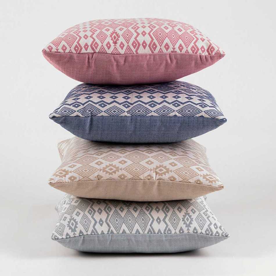 Cuscino jacquard New Madras blu 45x45 - federa + imbottitura