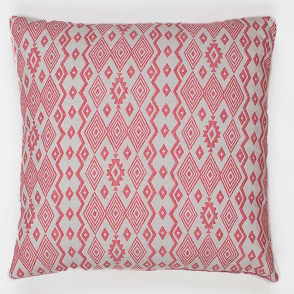 Cuscino jacquard New Madras rosa 45x45 - Fodera + Imbottitura