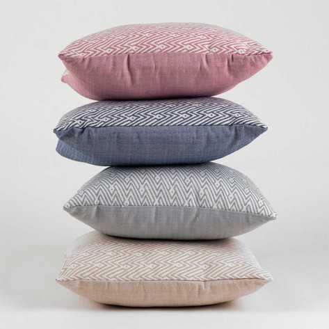 Cuscino jacquard Madras blu 45x45 - federa + imbottitura