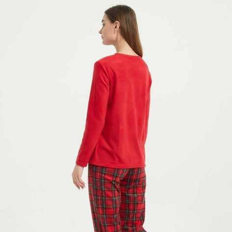 Pigiama pile polare Cuadrin rosso pigiami-inverno-donna