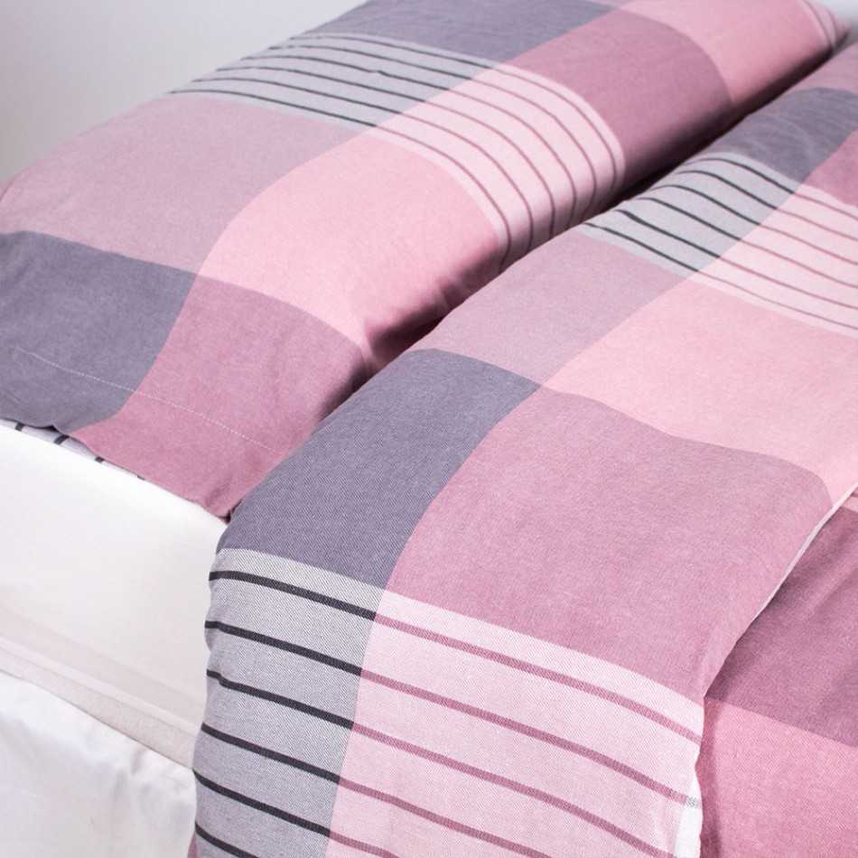 Copripiumino flanella Cuadro Vanesa malva rosa