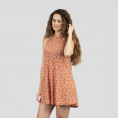 Vestito corto con spalline crêpe Reina mandarino