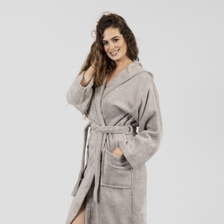 Accappatoio con cappuccio grigio perla 450gr unisex