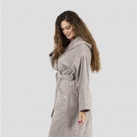 Accappatoio con cappuccio grigio perla 450gr unisex