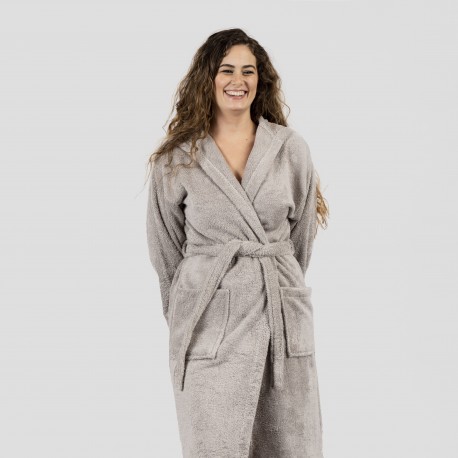 Accappatoio con cappuccio grigio perla 450gr unisex