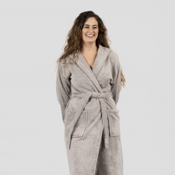 Accappatoio con cappuccio grigio perla 450gr unisex