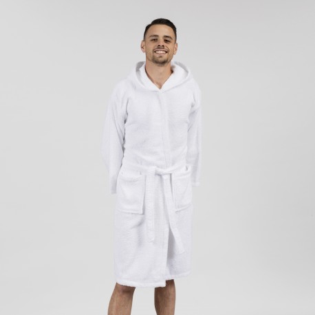 Accappatoio con cappuccio bianco 450gr unisex