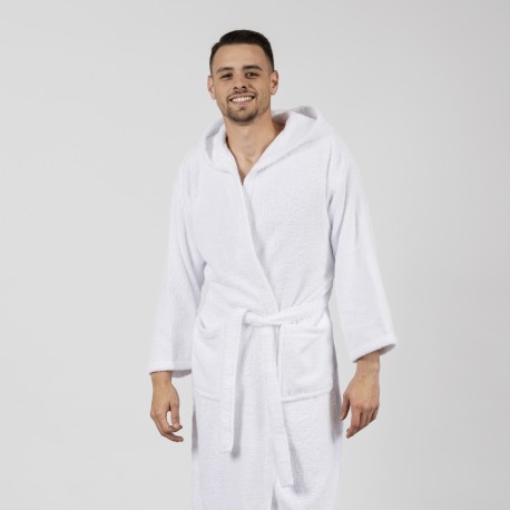 Accappatoio con cappuccio bianco 450gr unisex