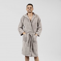 Accappatoio con cappuccio grigio perla 450gr unisex