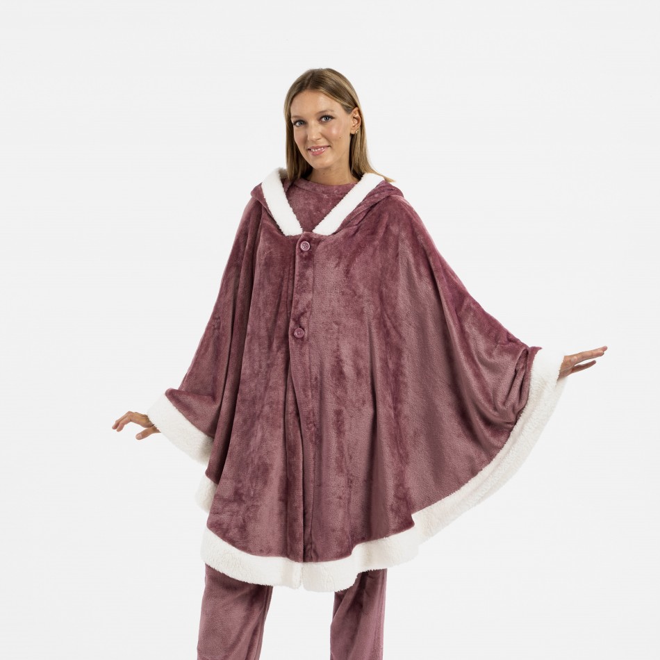 Coperta mantella con cappuccio tinta unita
