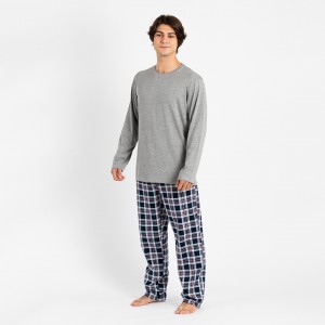 Pigiama uomo flanella Cuadro Wells grigio 2